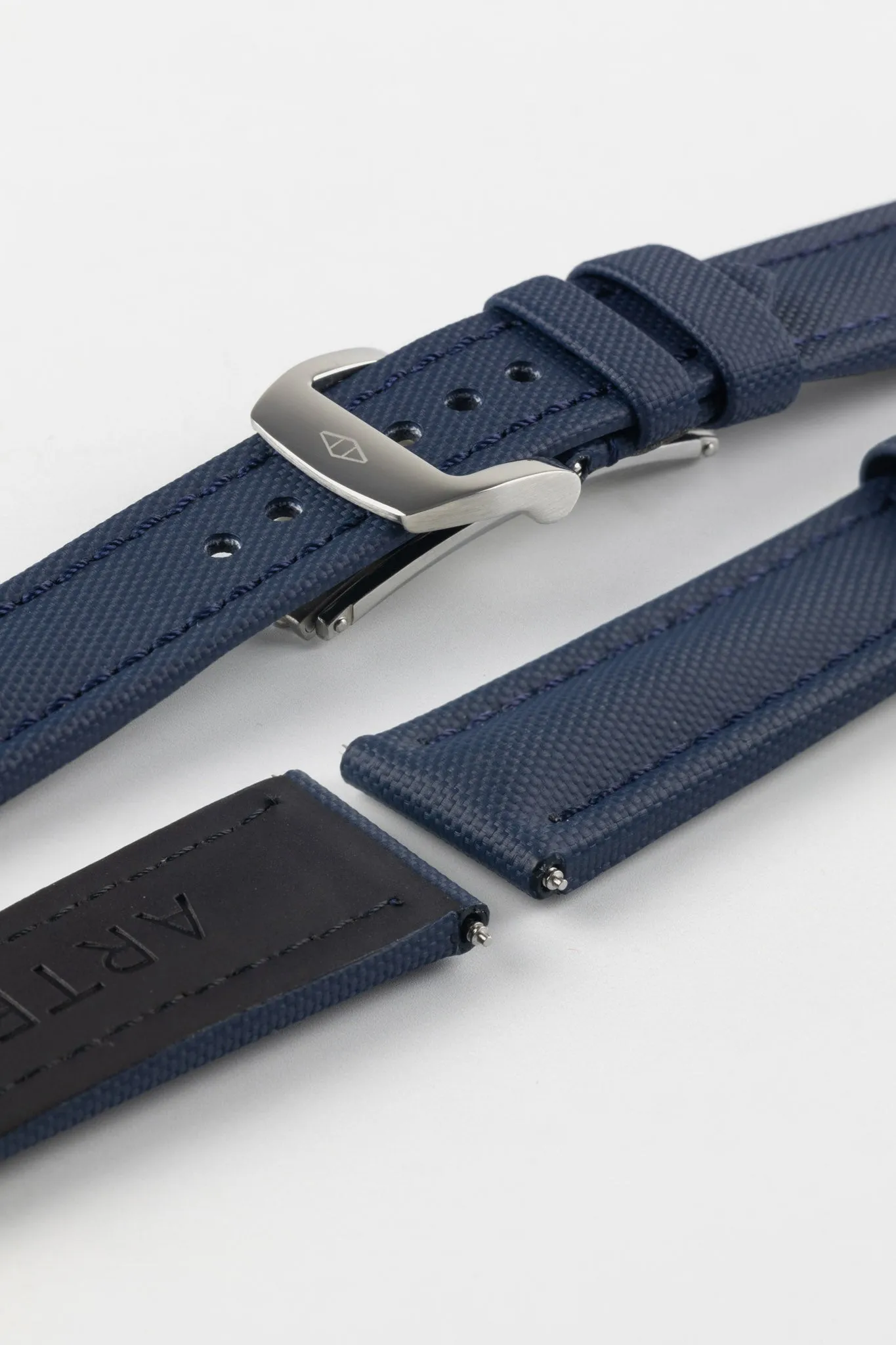 Artem Straps Classic Navy Blue Sailcloth Watch Strap with Navy Blue Stitching