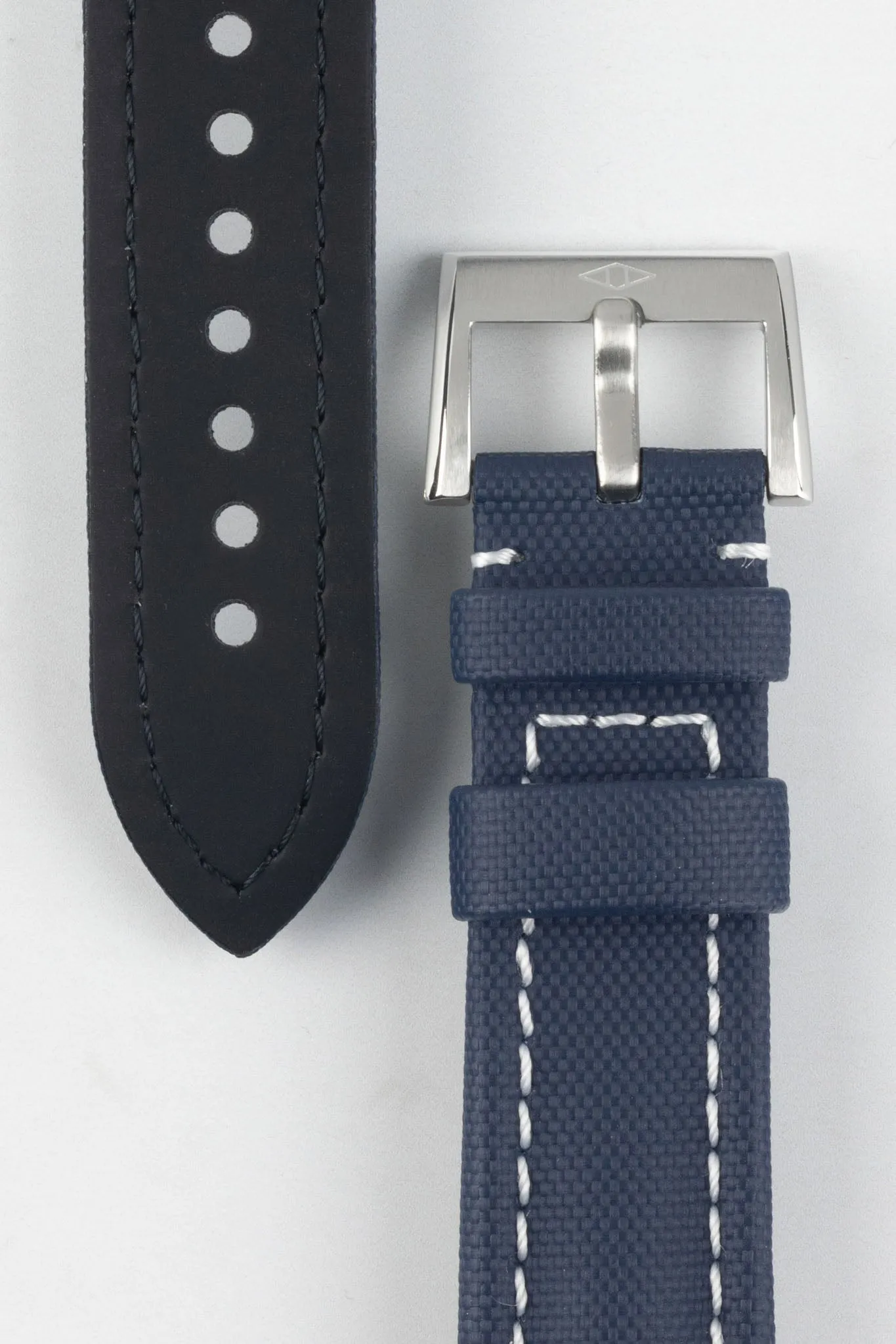Artem Straps Classic Navy Blue Sailcloth Watch Strap with White Stitching