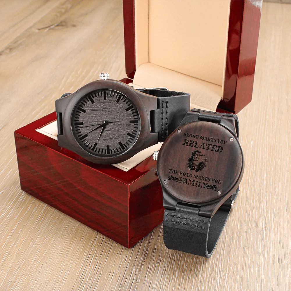 Gift For Motorcycle Brothers, Engraved Mens Wood Watch