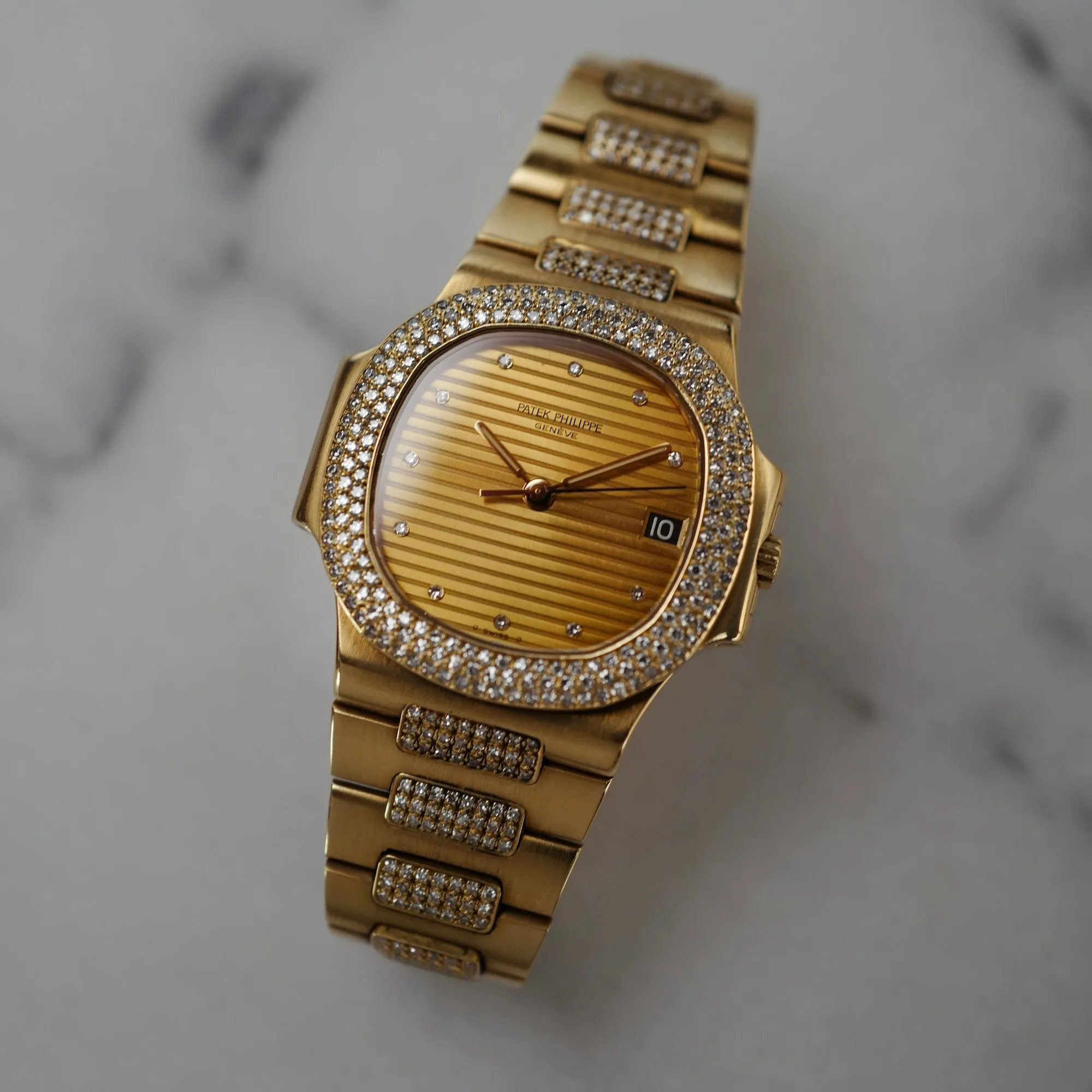 Patek Philippe Yellow Gold Nautilus Ref. 3800/5 with Factory Diamonds